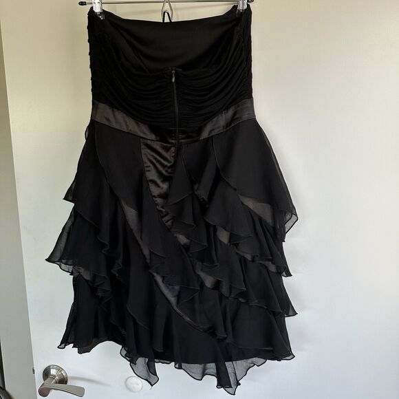 AKIRA CHICAGO Little Black Party Dress Womens Medium Chiffon Ruffle - Picture 2 of 12